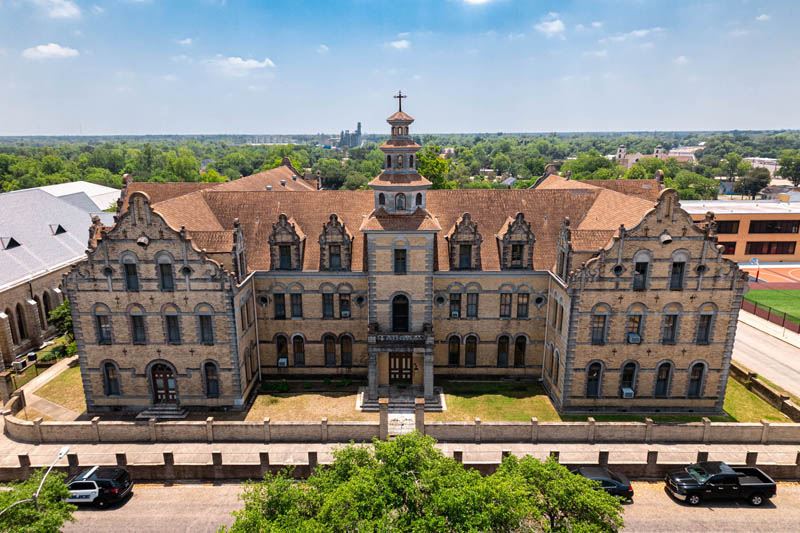 Aerial view of the old Nazareth Convent in downtown Victoria