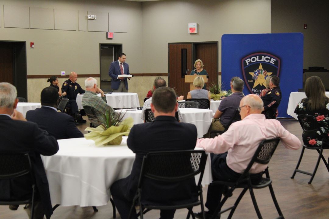 State Representative Geanie Morrison addresses attendees