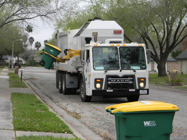 A Solid Waste truck collects residential recycling in Victoria.