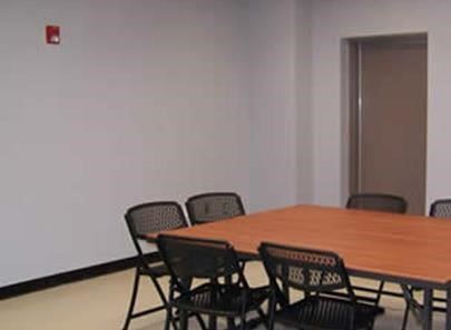 Small section set up as interview space