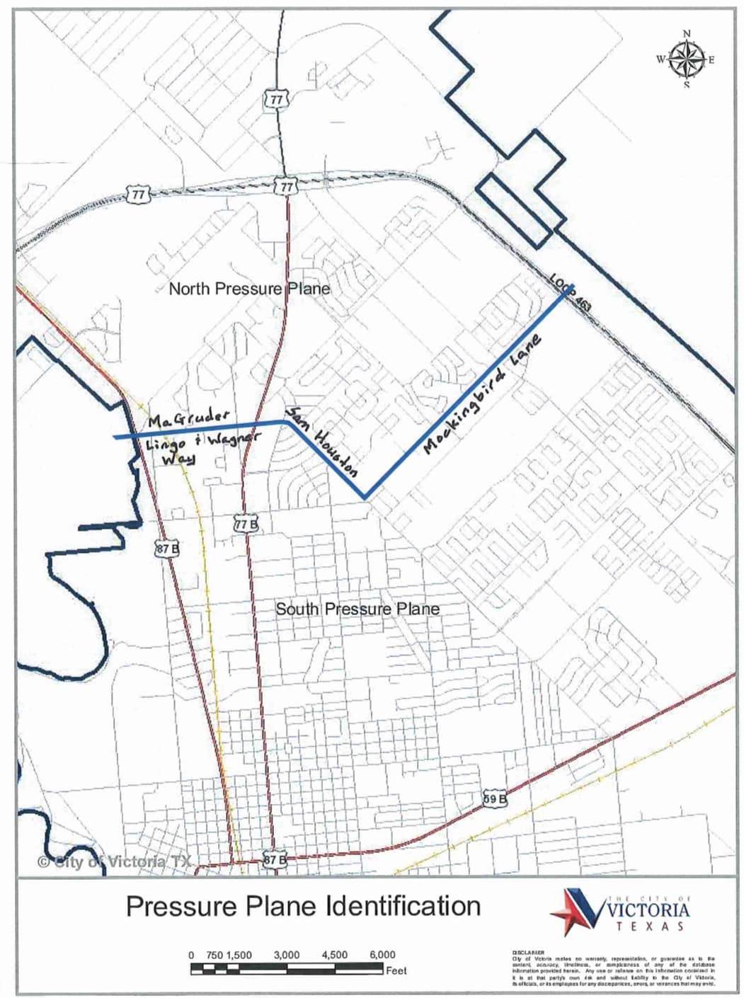 Map showing area south of magruder, sam houston and mockingbird lane