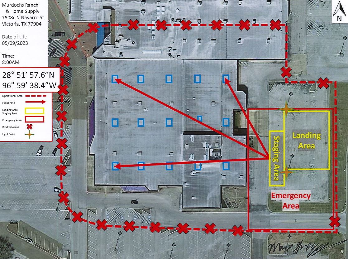 A map showing the former Sears space and the parking area behind it blocked off