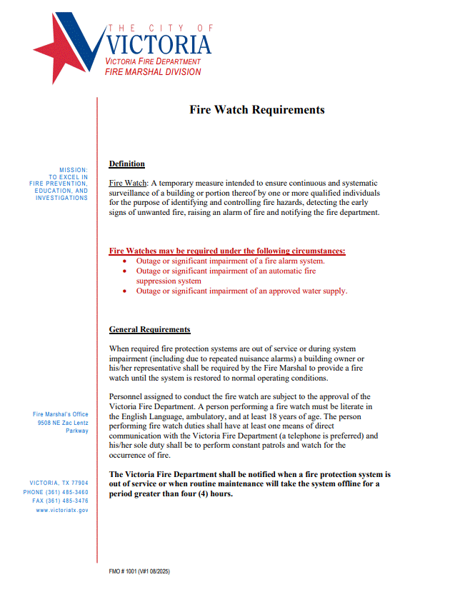 Fire Watch Guidlines