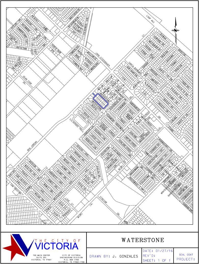 A map highlighting the Waterstone subdivision